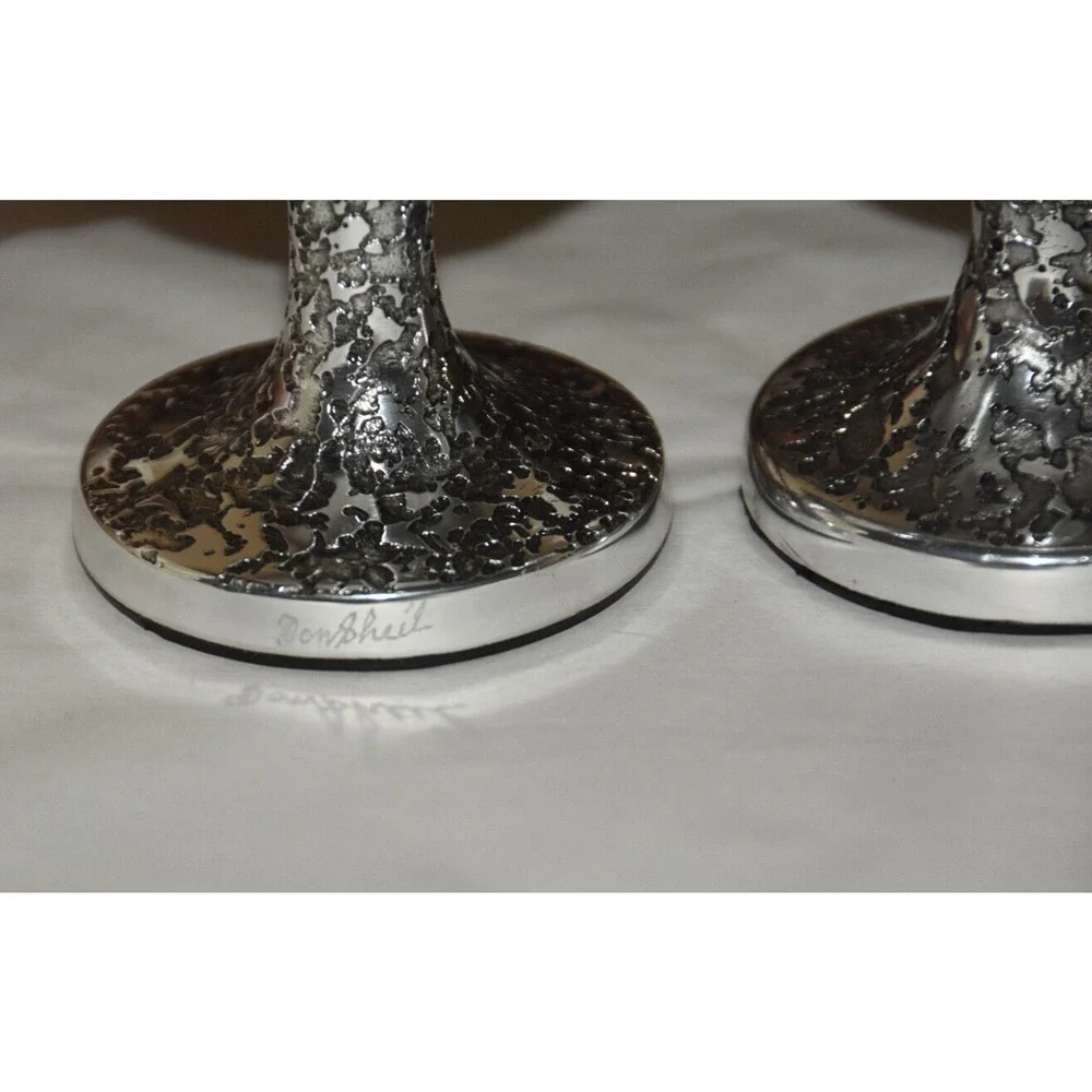 Don Sheil Stalagmite Collectable Metal Wine Whisky Goblets - A Pair Signed